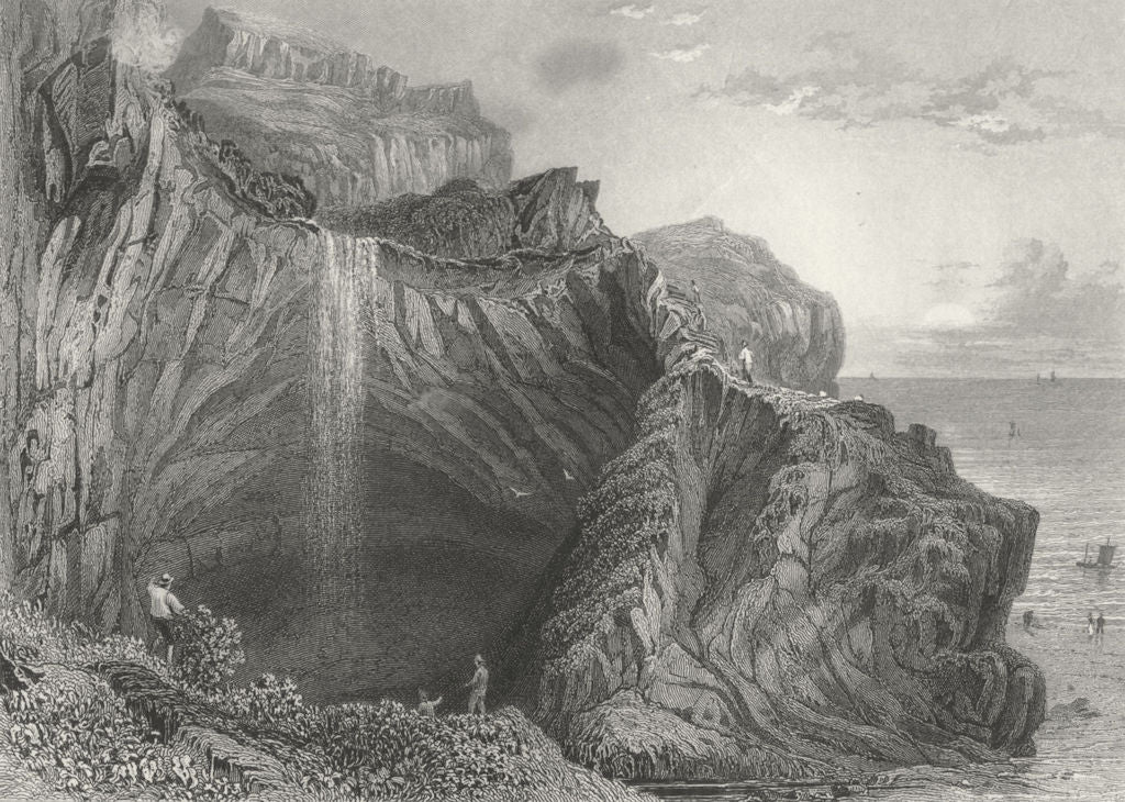 IOW. Blackgang Chine-Bartlett c1840 old antique vintage print picture